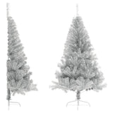 Vidaxl kunstkerstboom half met standaard 120 cm pet zilverkleurig