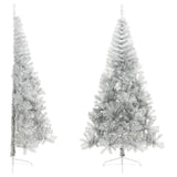 Vidaxl Kunstkerstboom polovica s standardnim 240 cm pokrovčkom srebra obarvana