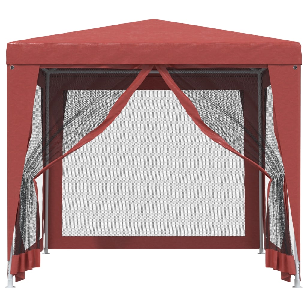 Vidaxl Party Tent med 4 mesh sidevegger 2,5x2,5 m HDPE rød