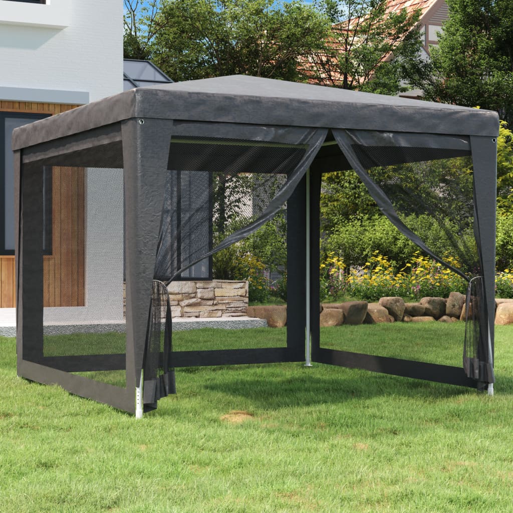 Tenda per feste Vidaxl con pareti laterali a 4 mesh 3x3 M HDPE antracite -lorato