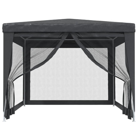 Vidaxl partytent met 4 mesh zijwanden 3x4 m hdpe antracietkleurig