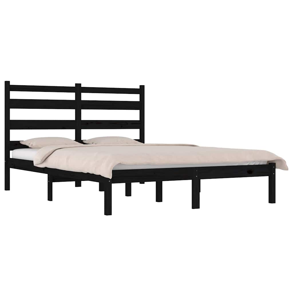 Vidaxl bedframe massief grenenhout zwart 140x190 cm