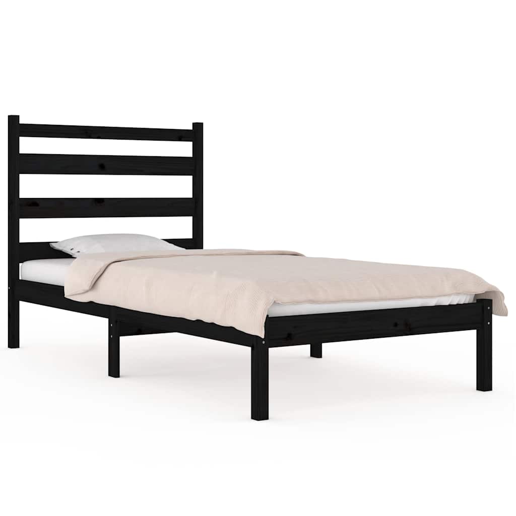 Vidaxl bedframe massief grenenhout zwart 100x200 cm