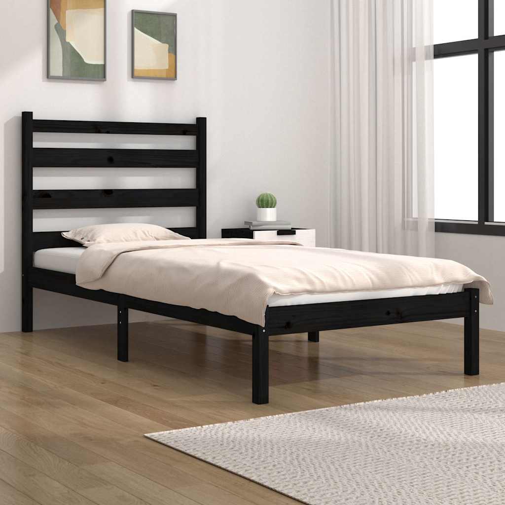Vidaxl bedframe massief grenenhout zwart 100x200 cm