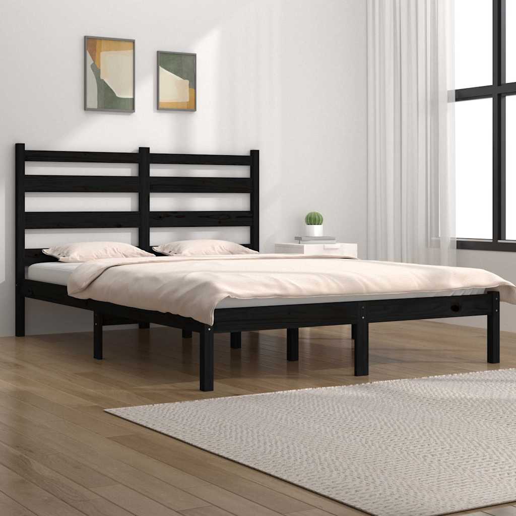 Vidaxl bedframe massief grenenhout zwart 200x200 cm