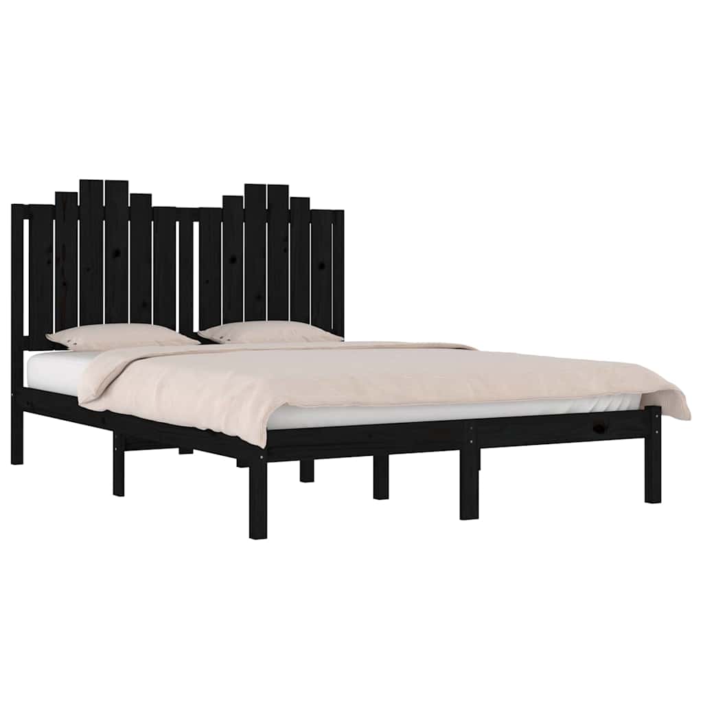 Vidaxl bedframe massief grenenhout zwart 140x190 cm