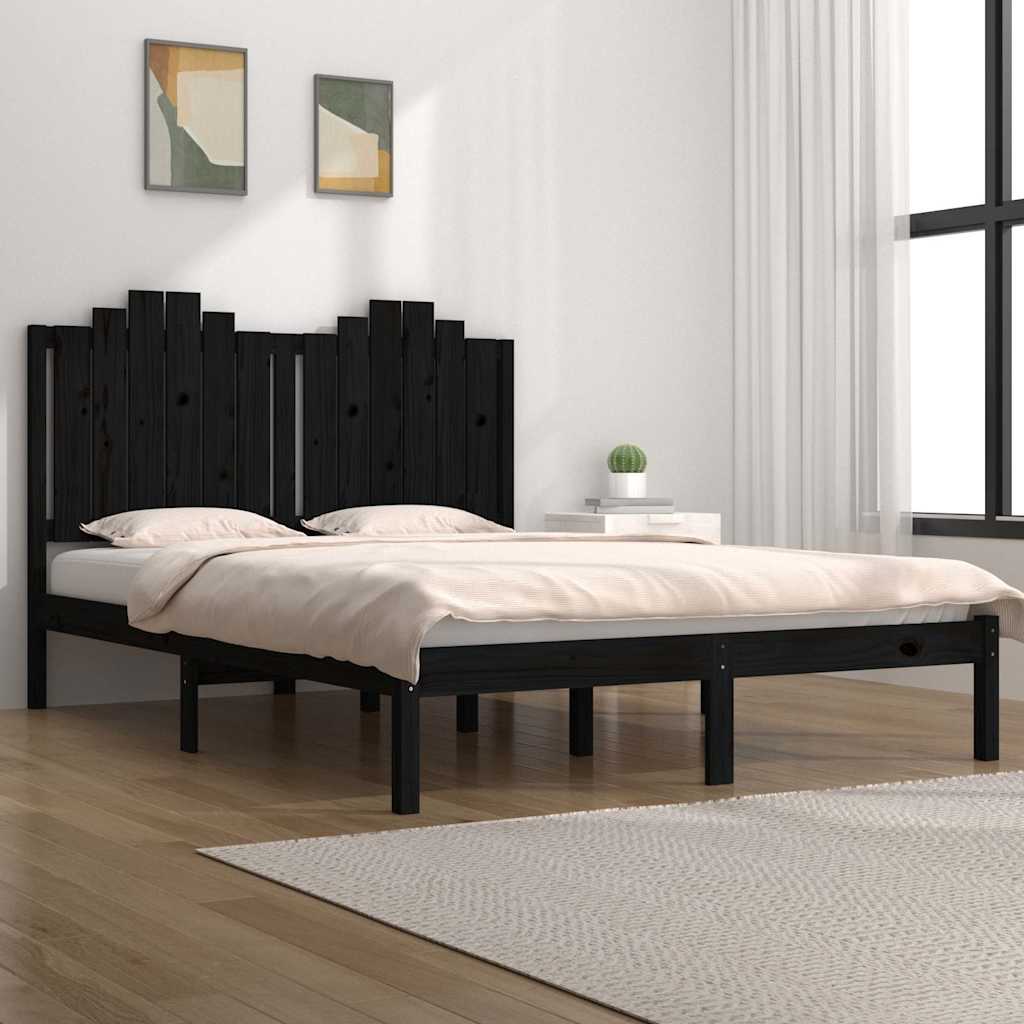 Vidaxl bedframe massief grenenhout zwart 140x190 cm