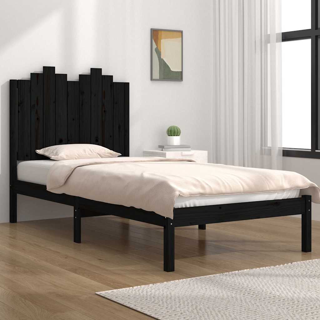 Vidaxl bedframe massief grenenhout zwart 100x200 cm