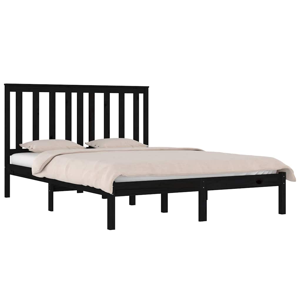 Vidaxl bedframe massief grenenhout zwart 140x190 cm