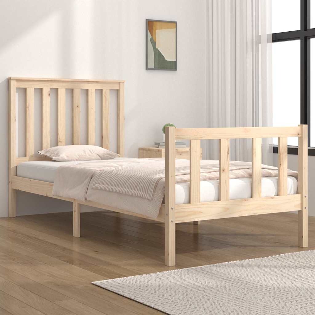 Vidaxl bedframe massief grenenhout zwart 75x190 cm