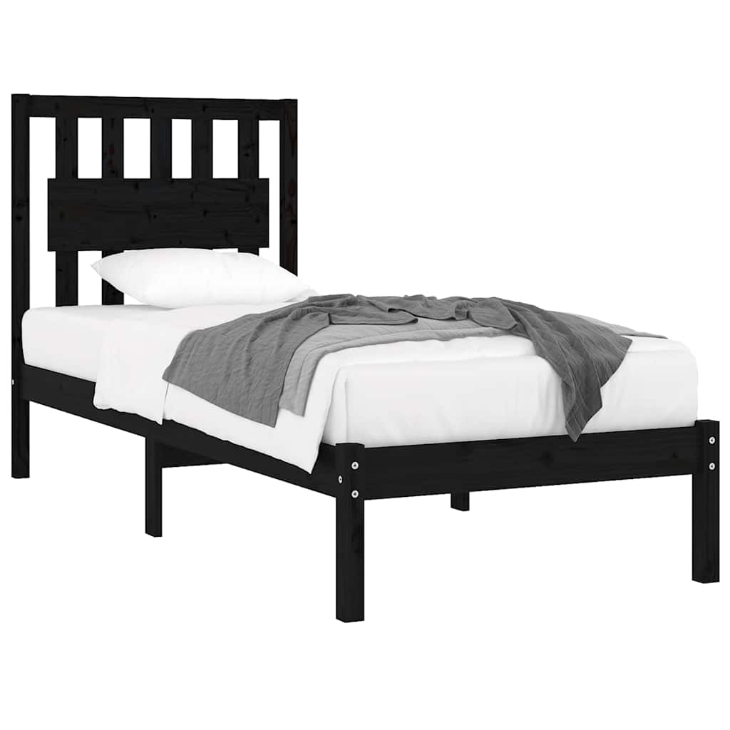 Vidaxl bedframe massief grenenhout zwart 75x190 cm
