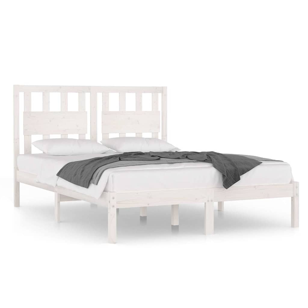 Vidaxl bedframe massief grenenhout wit 135x190 cm 4ft6 double