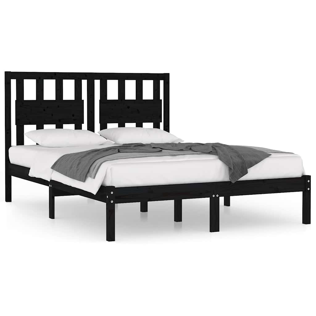 Vidaxl bedframe massief grenenhout zwart 140x190 cm