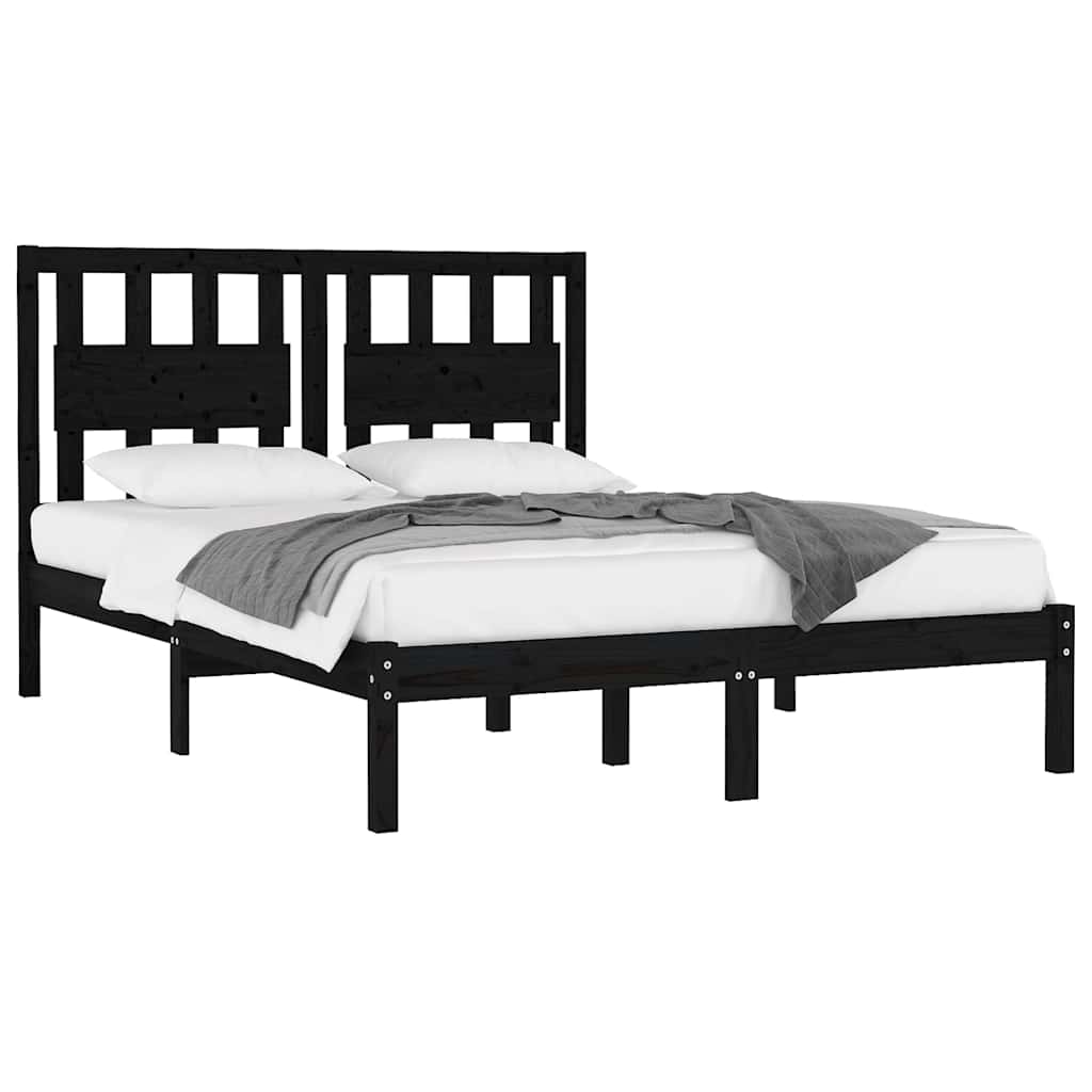 Vidaxl bedframe massief grenenhout zwart 140x190 cm