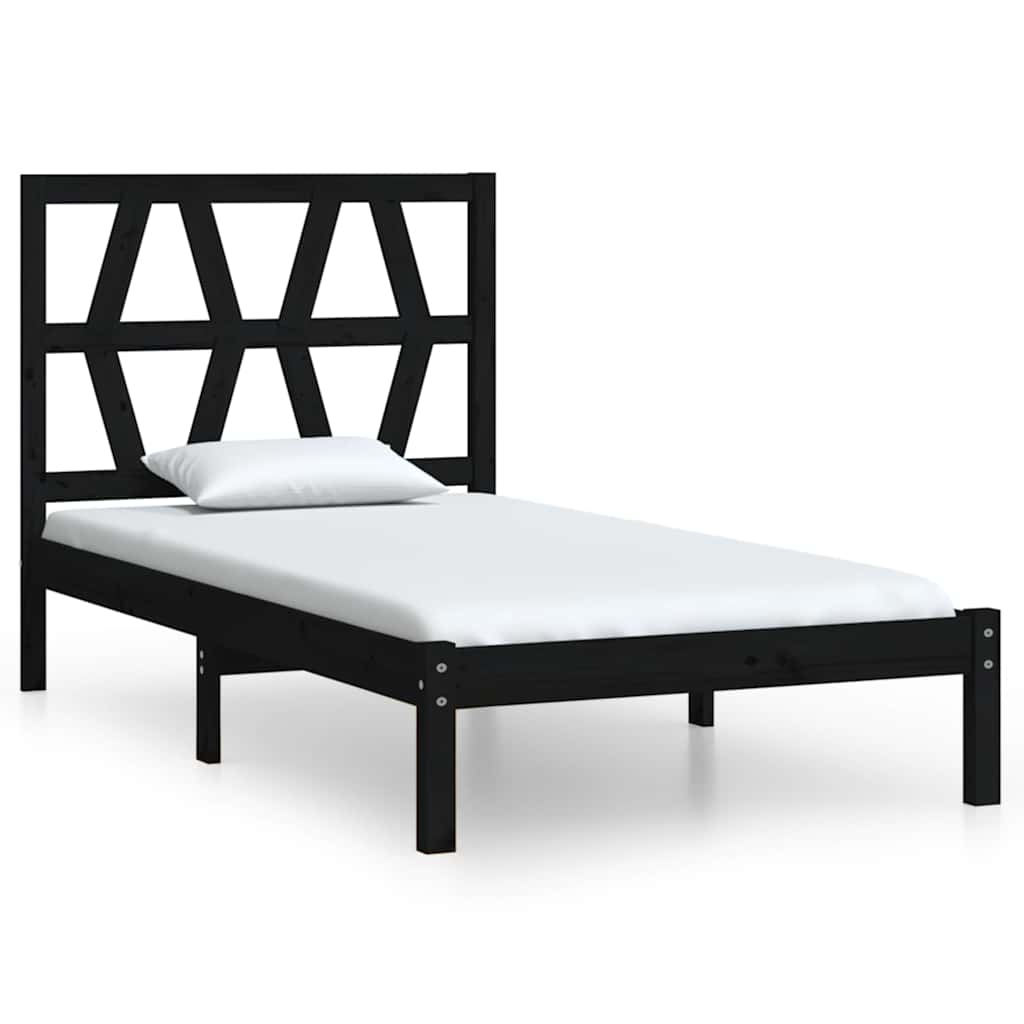 Vidaxl bedframe massief grenenhout zwart 75x190 cm