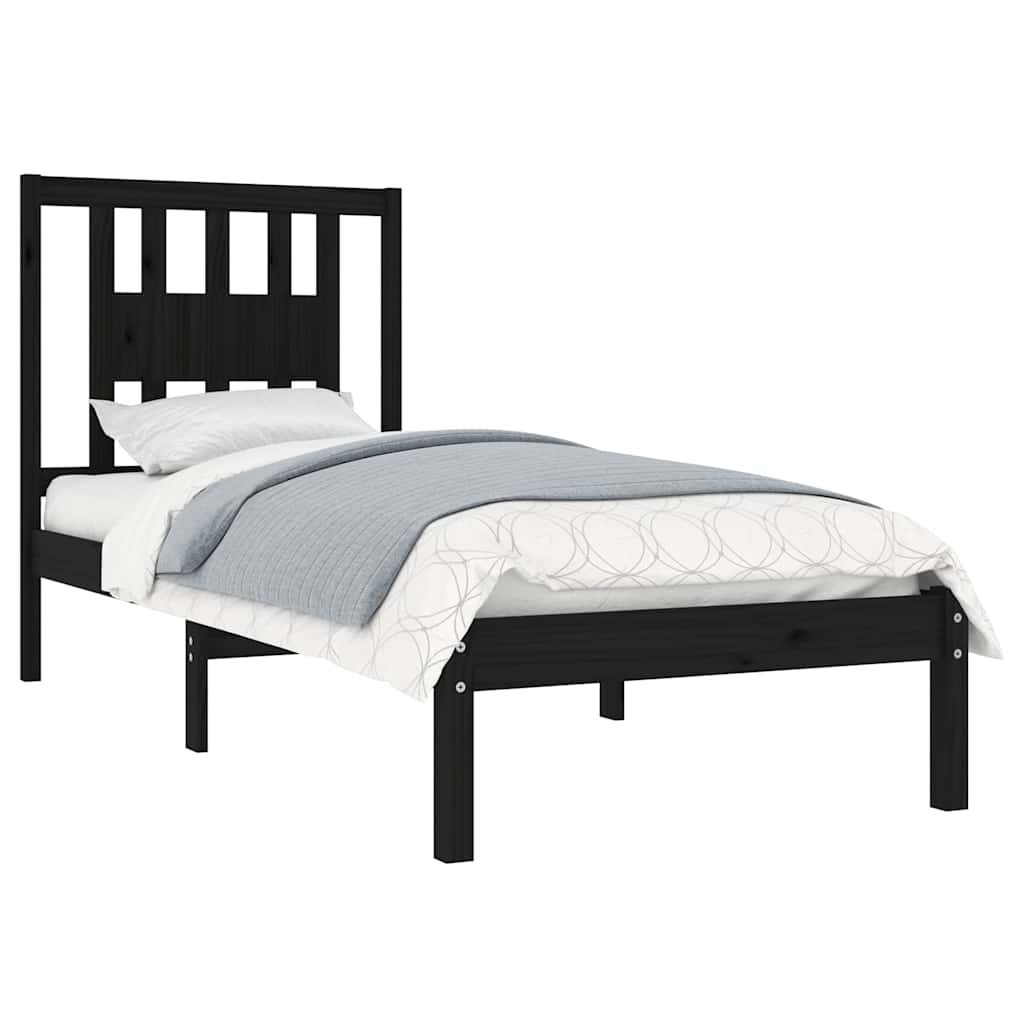 Vidaxl bedframe massief hout zwart 75x190 cm