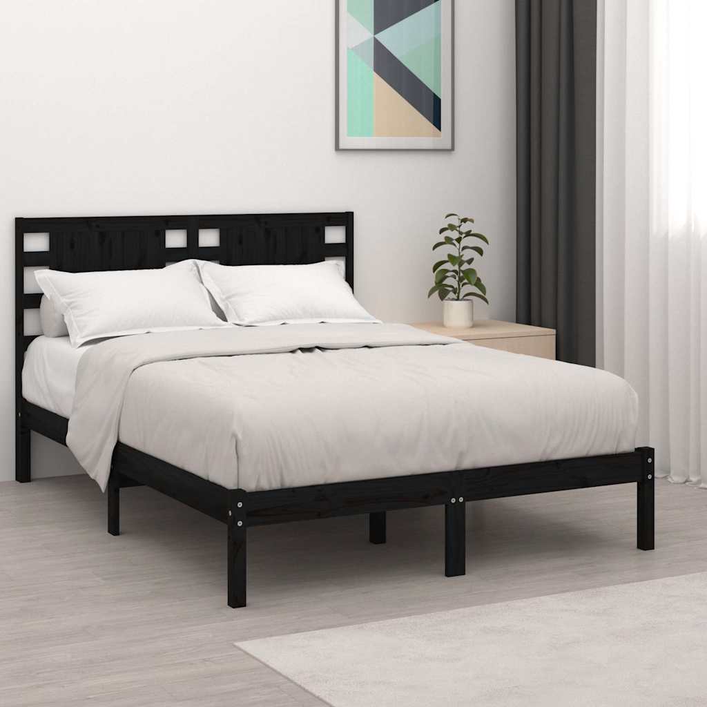 Vidaxl bedframe massief grenenhout zwart 140x190 cm