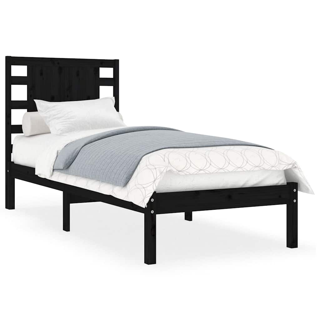 Vidaxl bedframe massief grenenhout zwart 100x200 cm