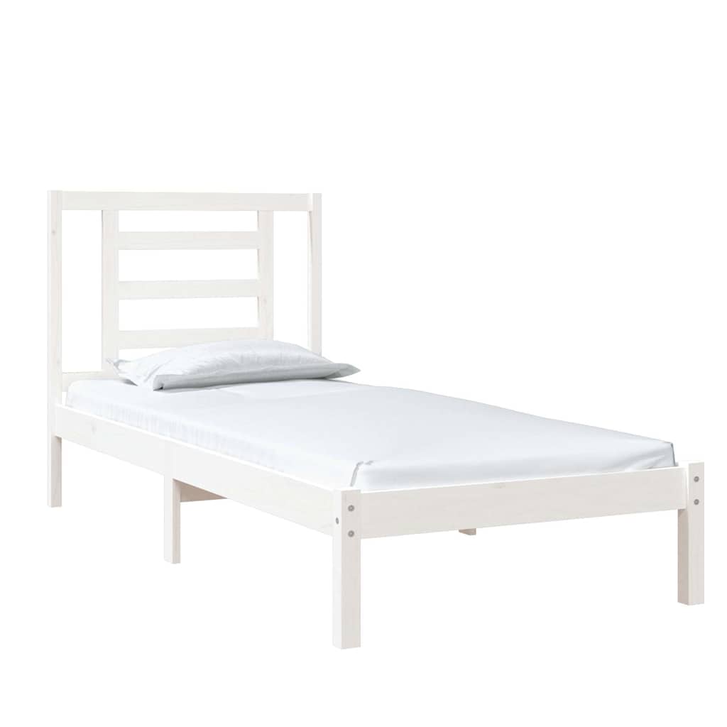 Vidaxl bedframe massief hout wit 75x190 cm