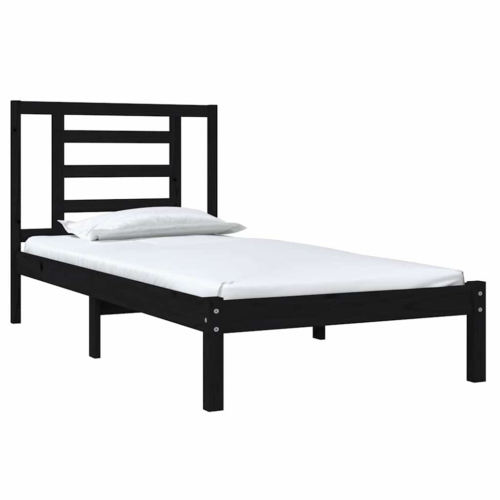 Vidaxl bedframe massief hout zwart 75x190 cm