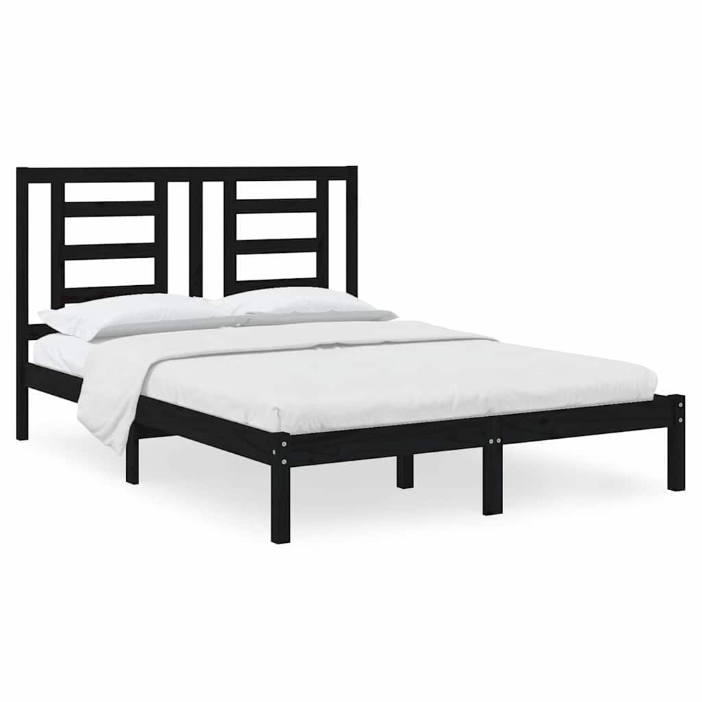 Vidaxl bedframe massief grenenhout zwart 140x190 cm