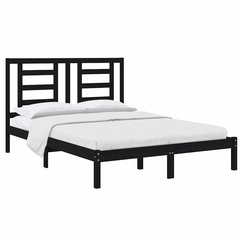 Vidaxl bedframe massief grenenhout zwart 140x190 cm