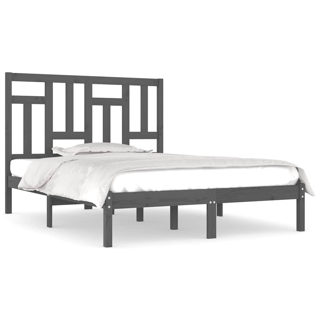 Vidaxl bedframe massief grenenhout grijs 200x200 cm