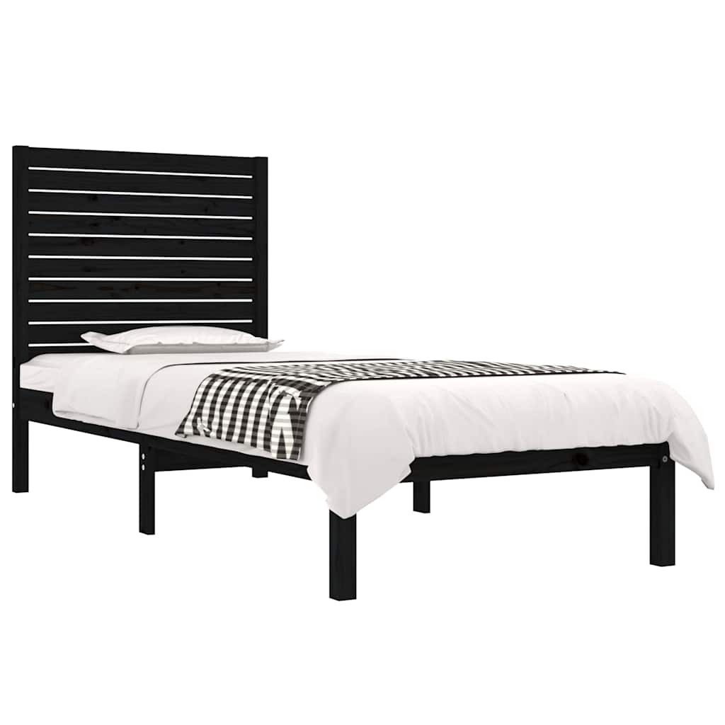 Vidaxl bedframe massief hout zwart 75x190 cm