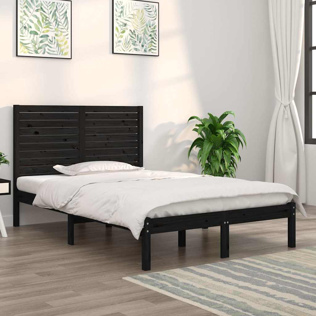 Vidaxl bedframe massief hout zwart 135x190 cm