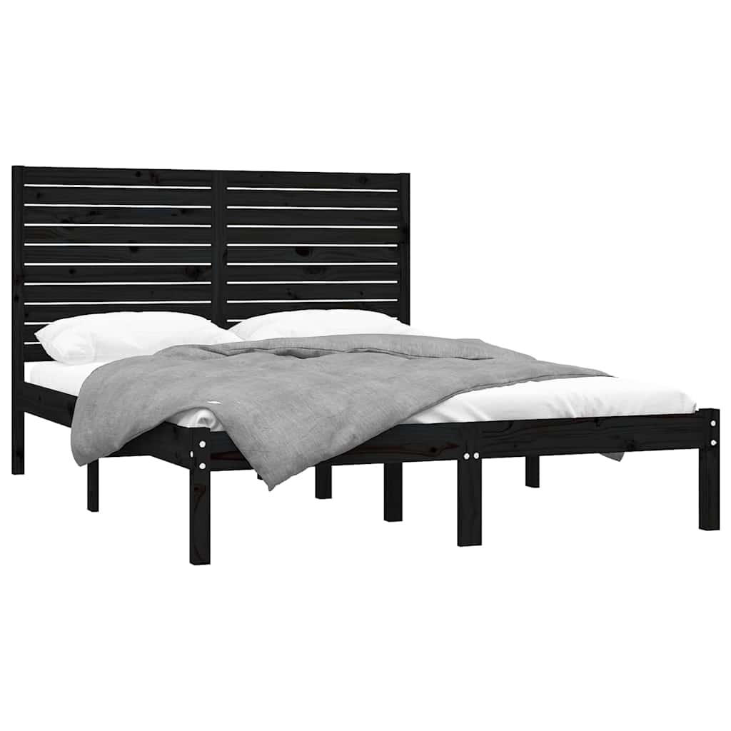 Vidaxl bedframe massief hout zwart 150x200 cm