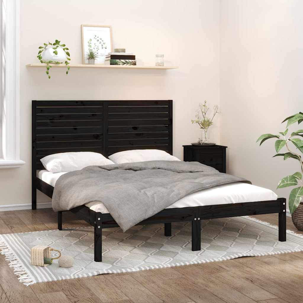 Vidaxl bedframe massief hout zwart 150x200 cm