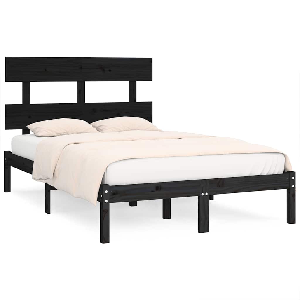 Vidaxl bedframe massief hout zwart 140x190 cm
