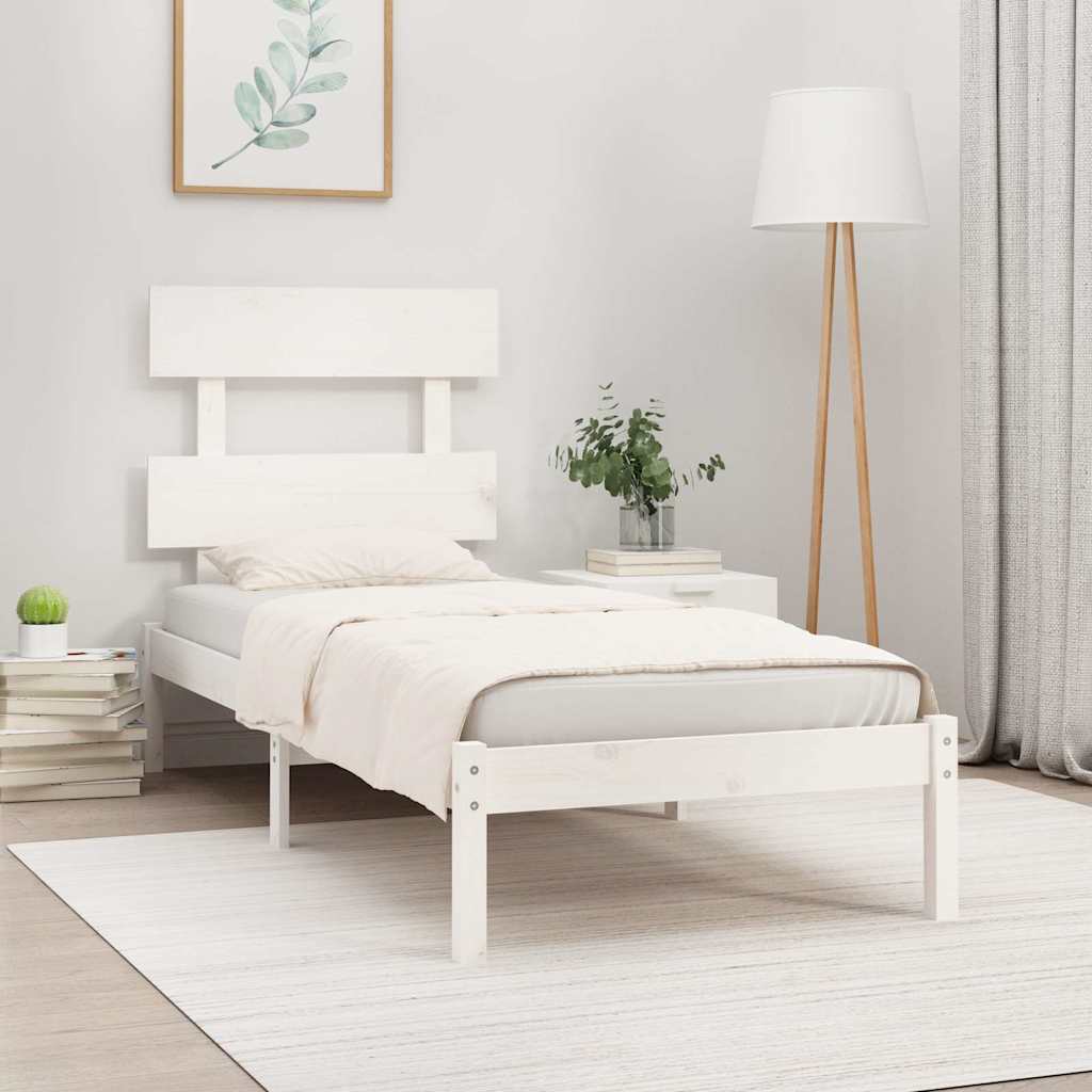 Vidaxl bedframe massief hout wit 90x200 cm
