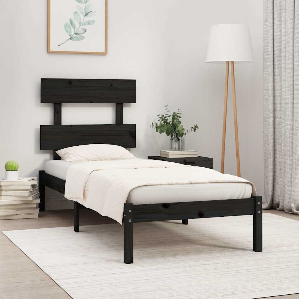 Vidaxl bedframe massief hout zwart 100x200 cm