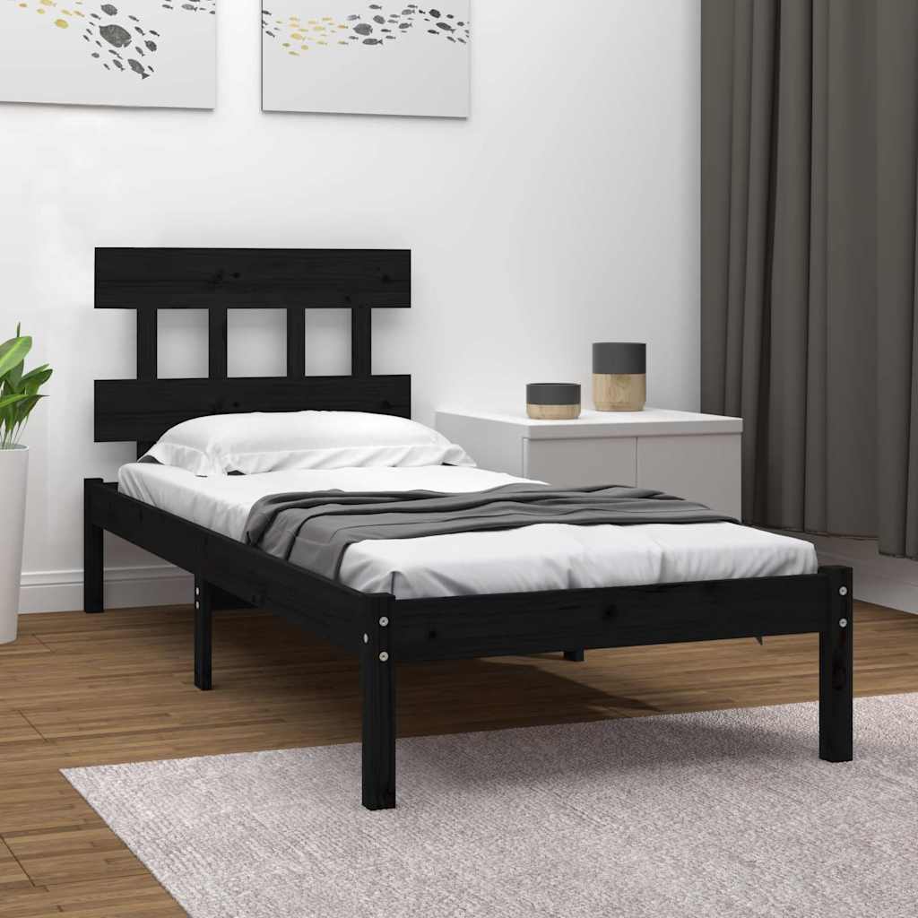 Vidaxl bedframe massief hout zwart 75x190 cm