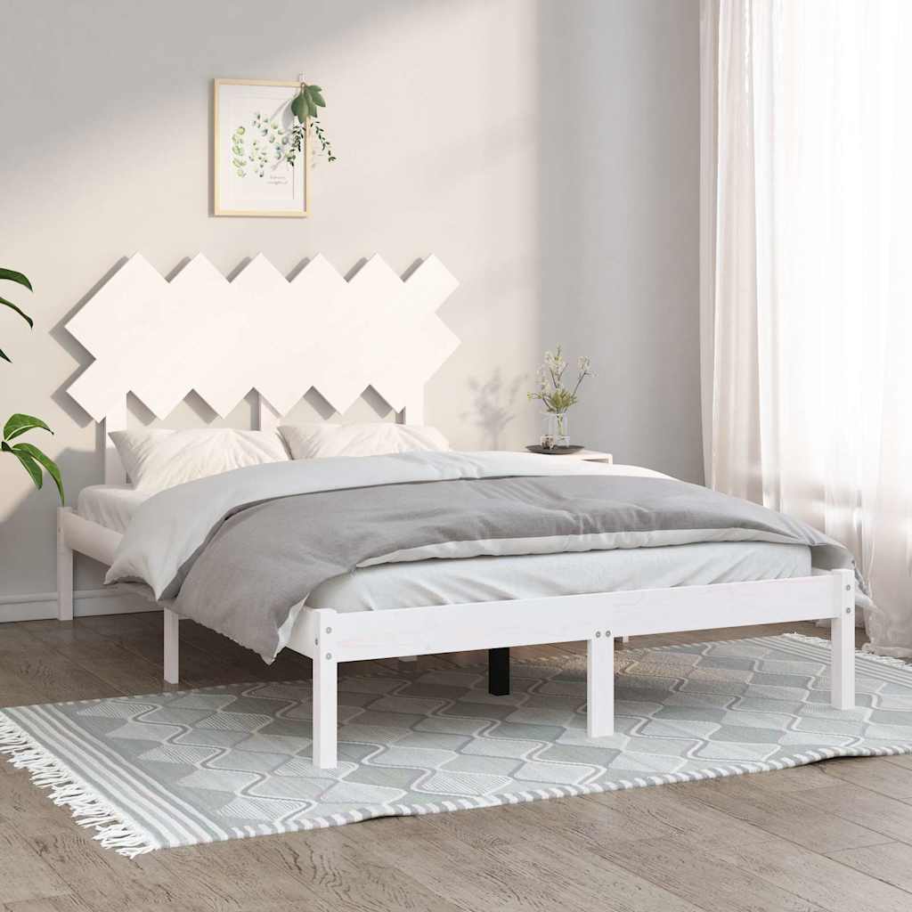 Vidaxl bedframe massief hout wit 135x190 cm