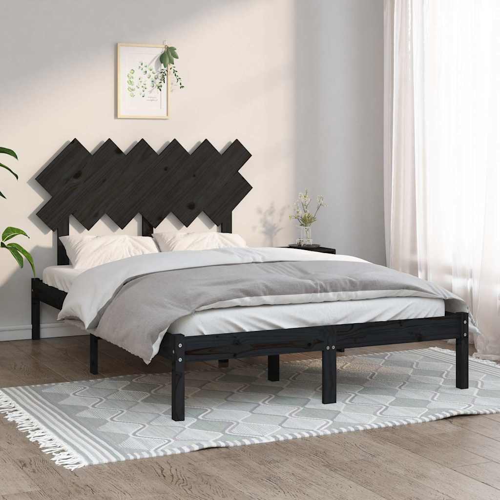 Vidaxl bedframe massief hout zwart 135x190 cm