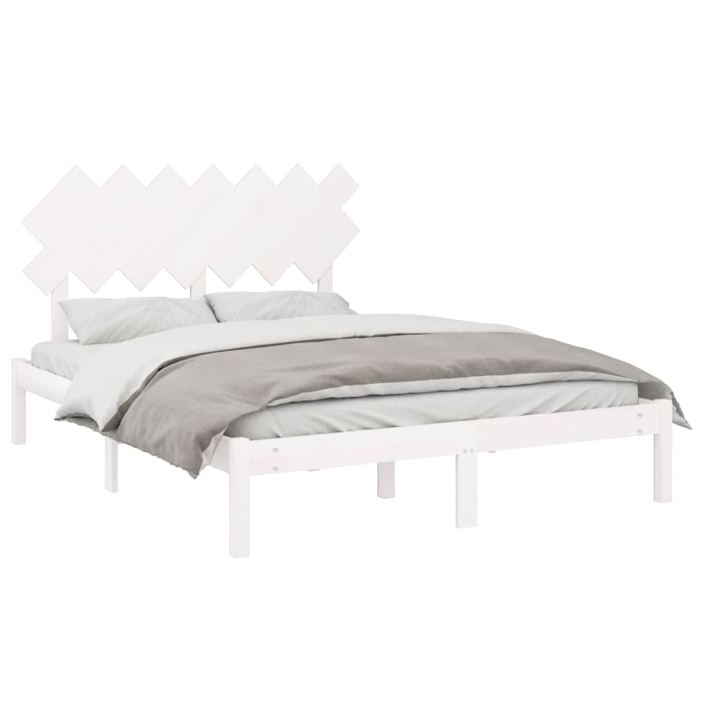 Vidaxl bedframe massief hout wit 140x190 cm