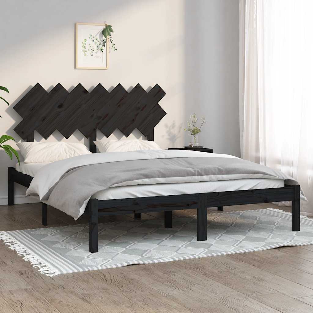 Vidaxl bedframe massief hout zwart 140x190 cm