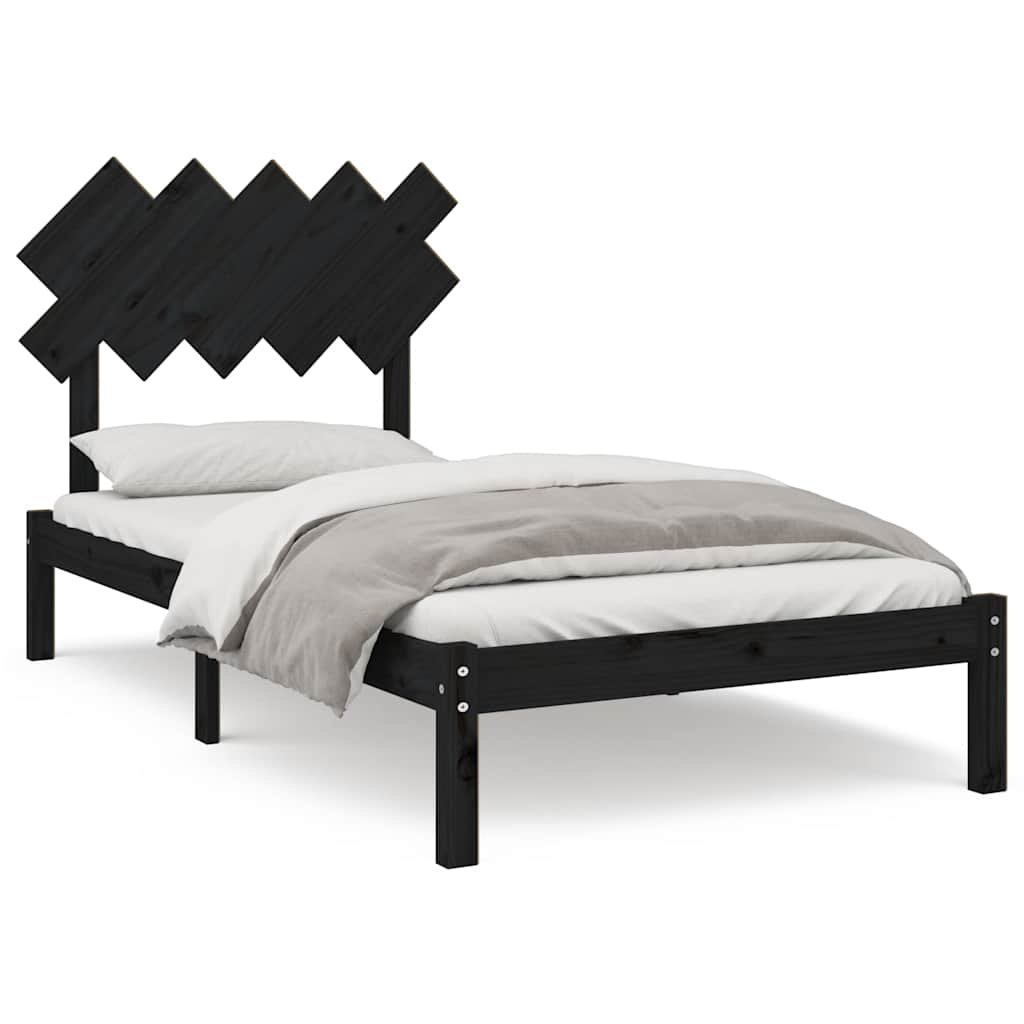 Vidaxl bedframe massief hout zwart 100x200 cm