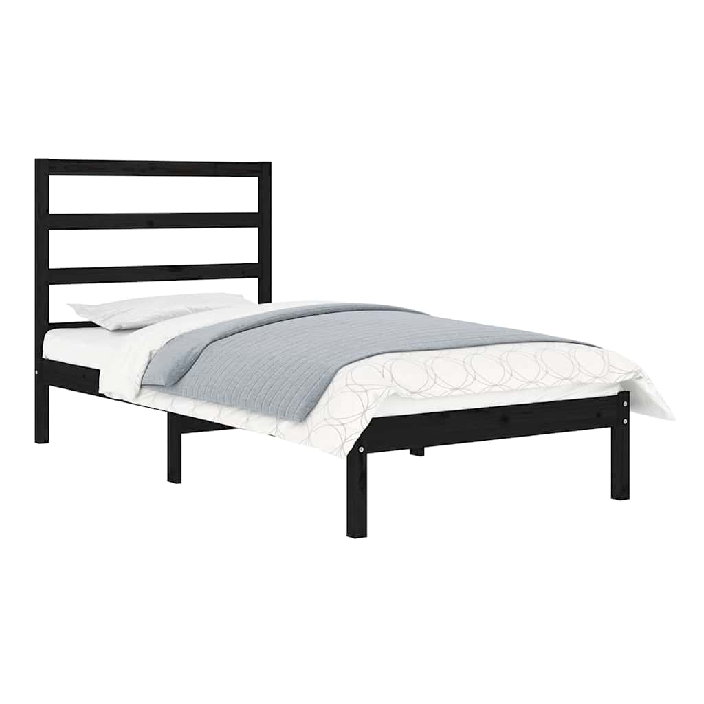 Vidaxl bedframe massief hout zwart 75x190 cm