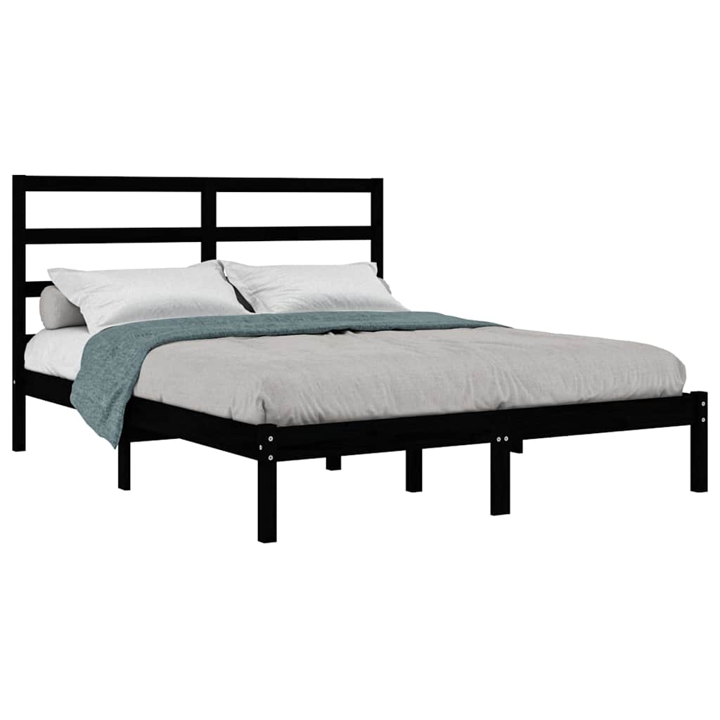 Vidaxl bedframe massief grenenhout zwart 140x190 cm