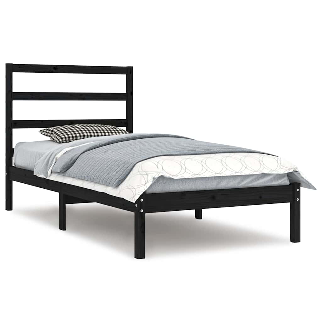 Vidaxl bedframe massief grenenhout zwart 100x200 cm