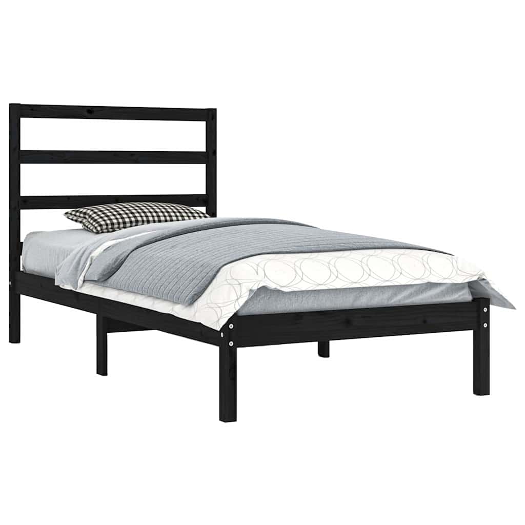 Vidaxl bedframe massief grenenhout zwart 100x200 cm