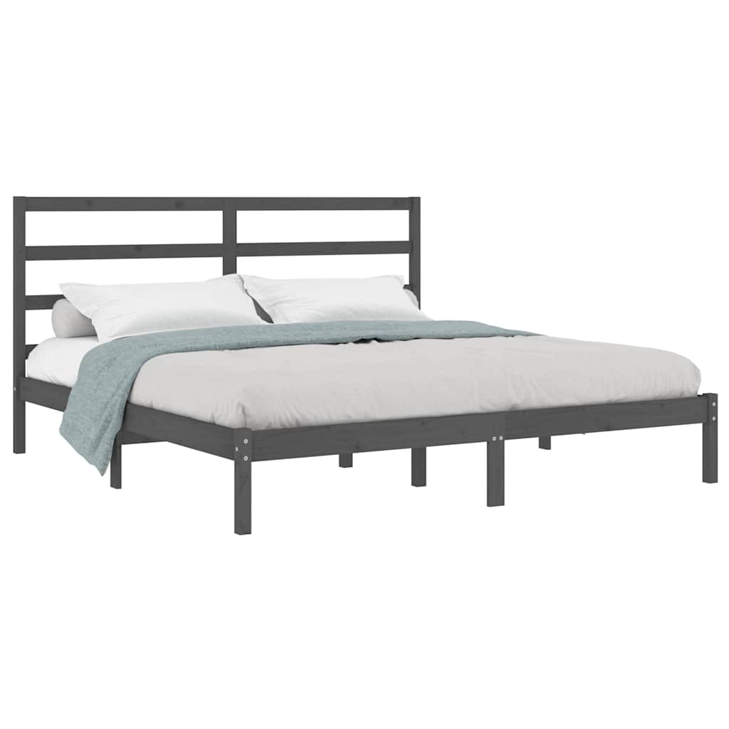 Vidaxl bedframe massief grenenhout grijs 200x200 cm