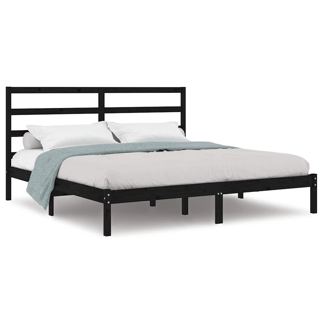 Vidaxl bedframe massief grenenhout zwart 200x200 cm