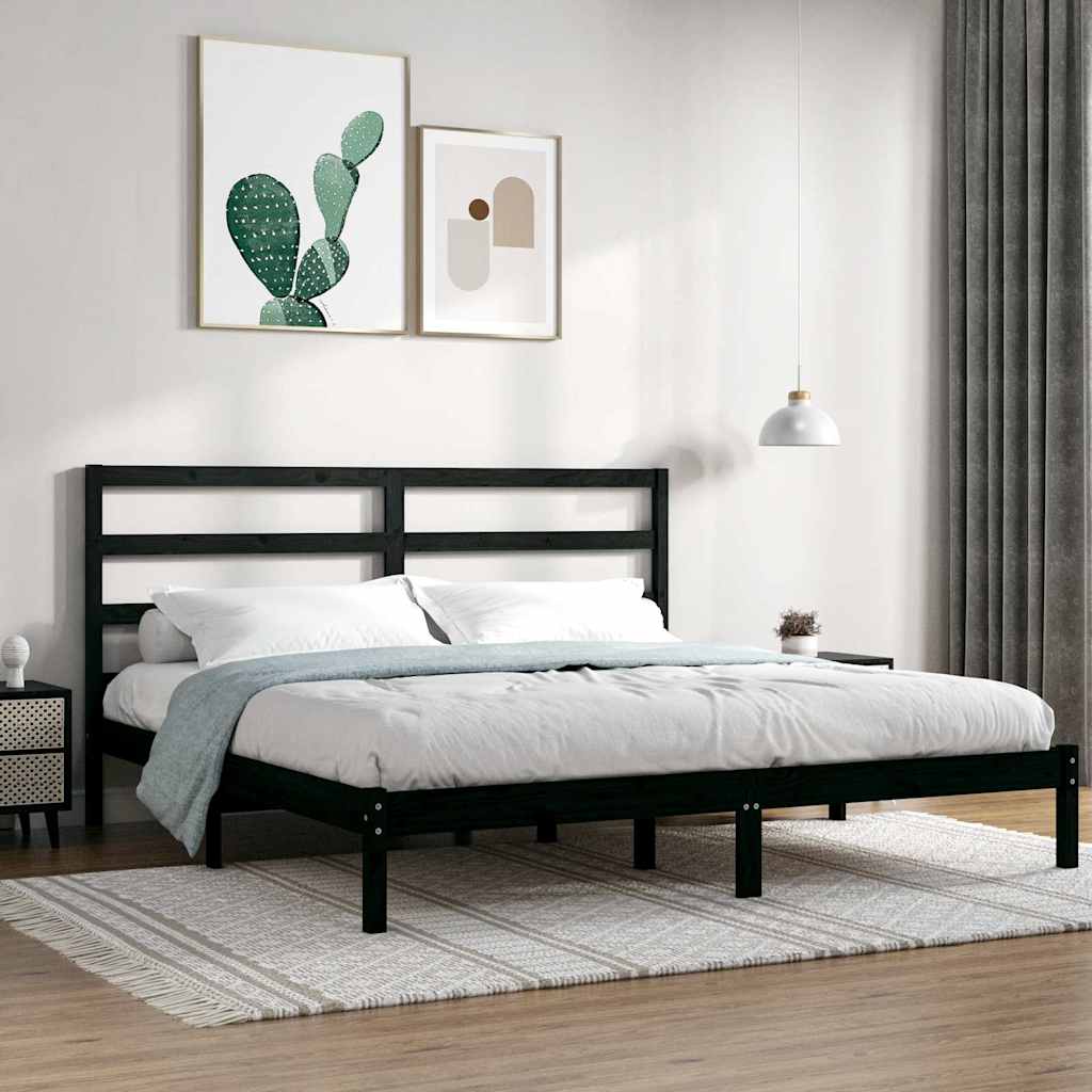 Vidaxl bedframe massief grenenhout zwart 200x200 cm