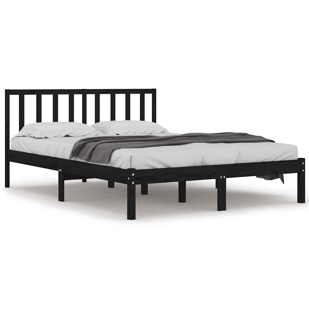 Vidaxl bedframe massief grenenhout zwart 140x190 cm