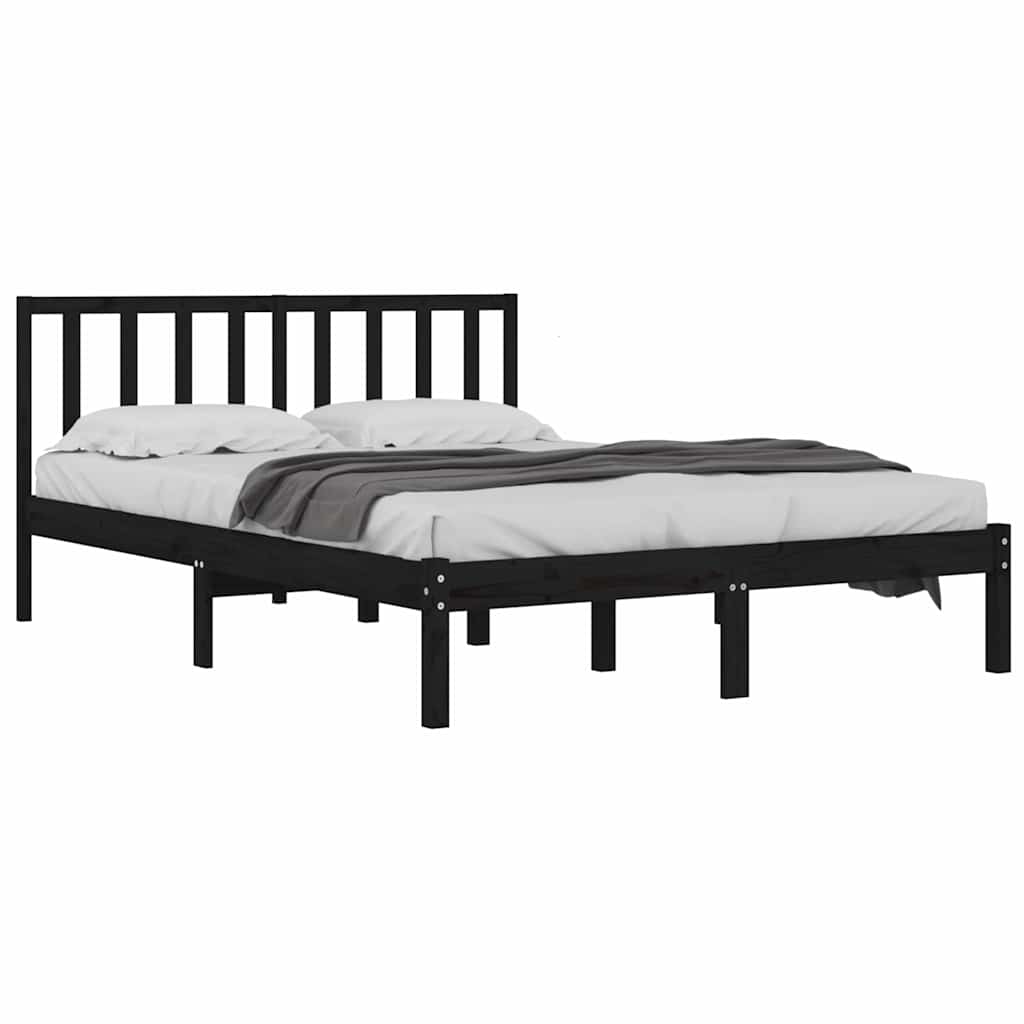 Vidaxl bedframe massief grenenhout zwart 140x190 cm