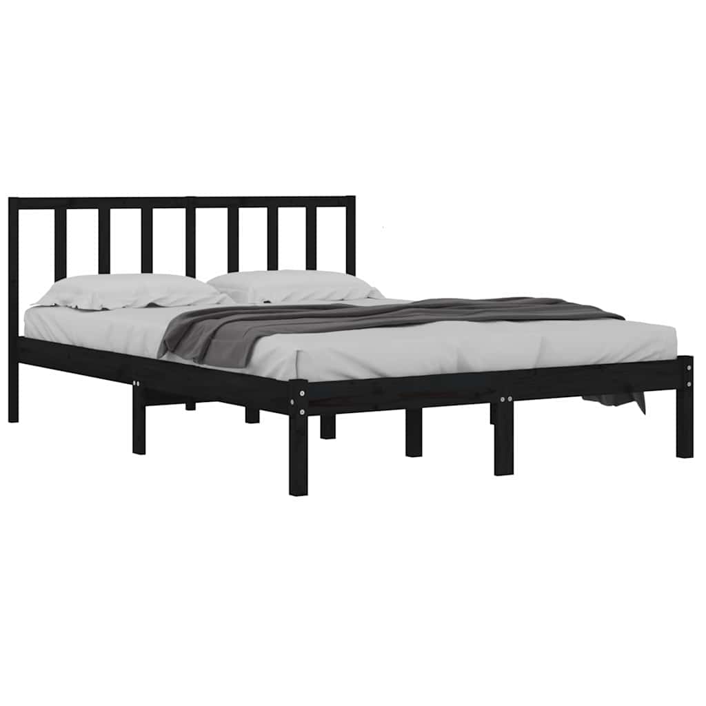Vidaxl bedframe massief grenenhout zwart 150x200 cm